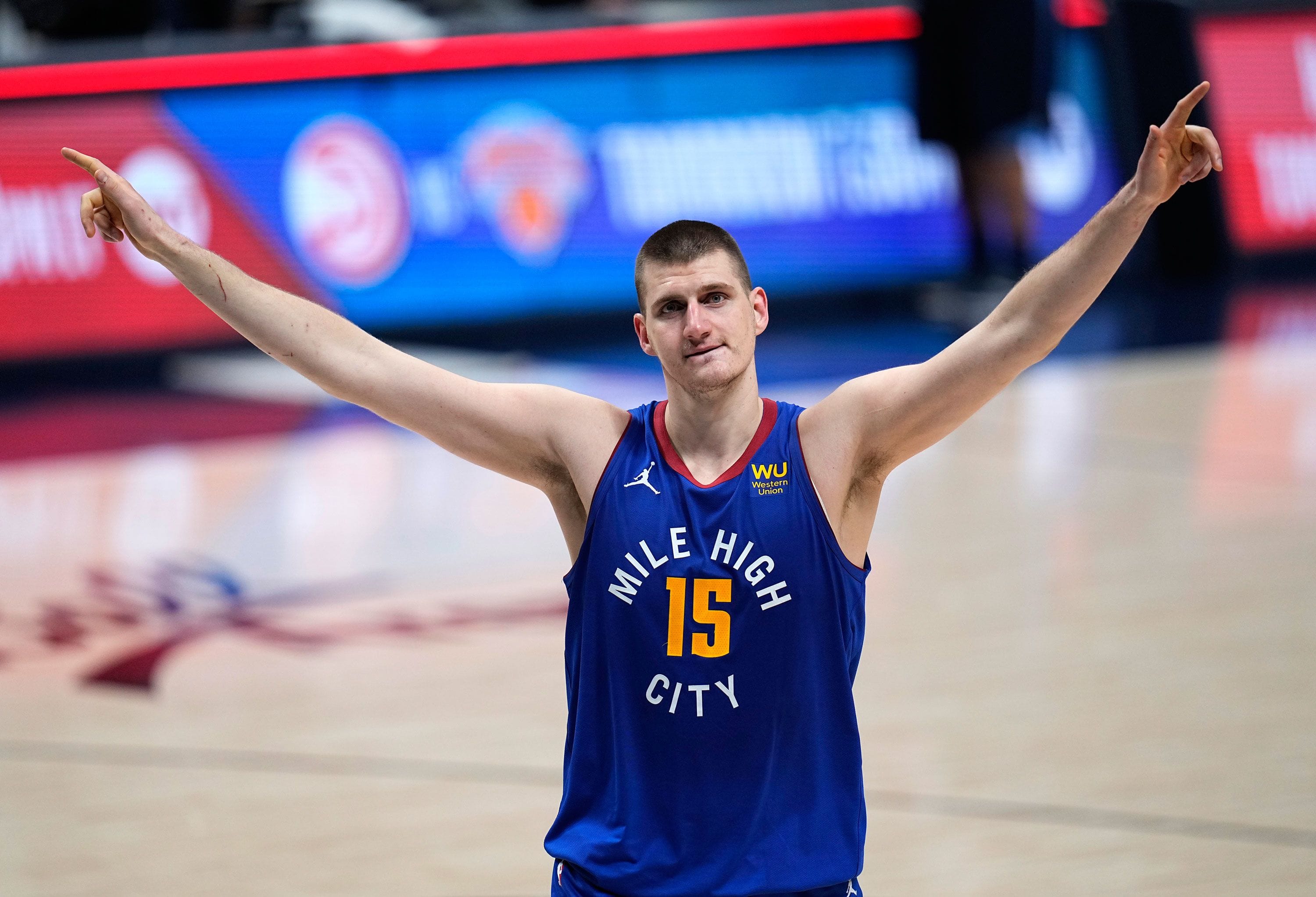 Nikola Jokic playing basketball for Denver Nuggets